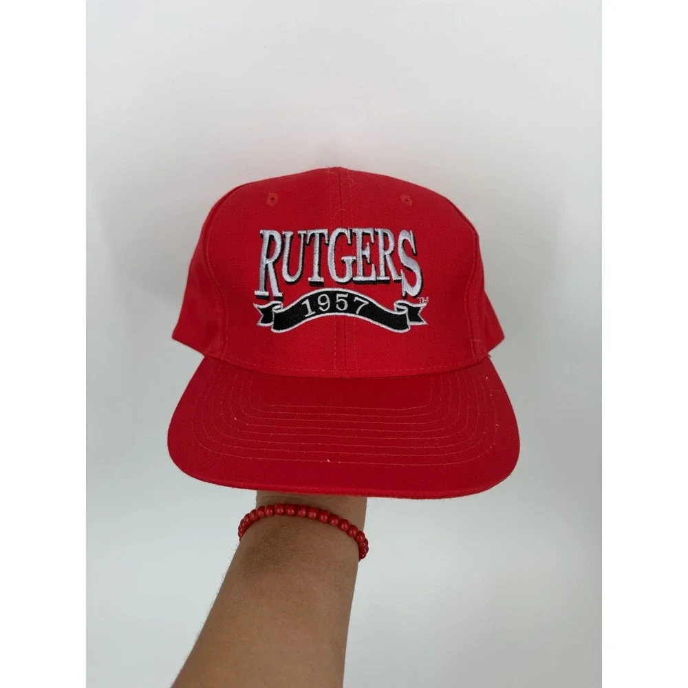 Vintage‎ 90s Rutgers University Snapback Hat Red NCAA Nissin Cap